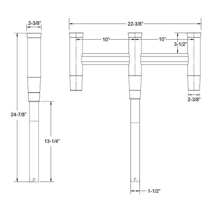 TACO Deluxe Trident Rod Holder Cluster Straight [F31-0780BXY-1]