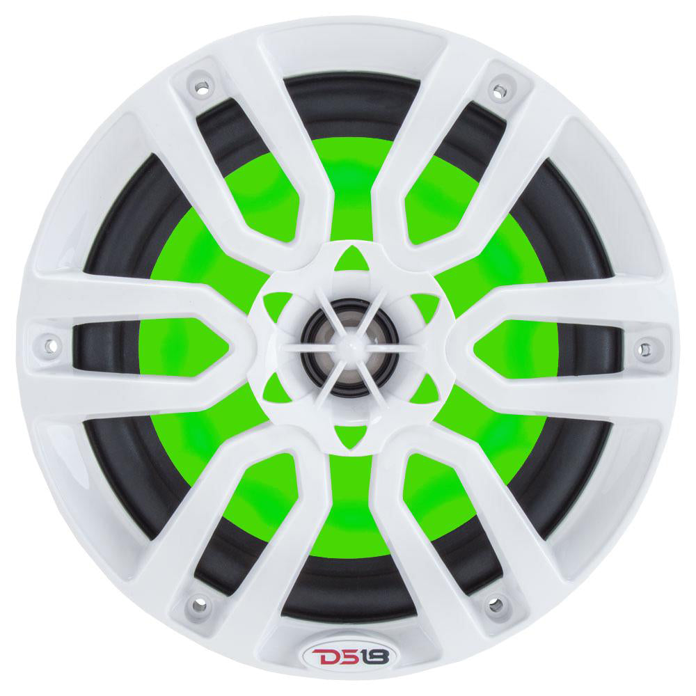 DS18 HYDRO 6.5" 2-Way Marine Speakers w/RGB LED Lights 300W - White [NXL-6]