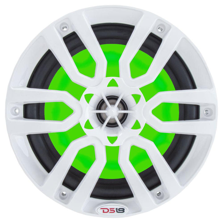 DS18 HYDRO 8" 2-Way Marine Speakers w/RGB LED Lights 375W - White [NXL-8]