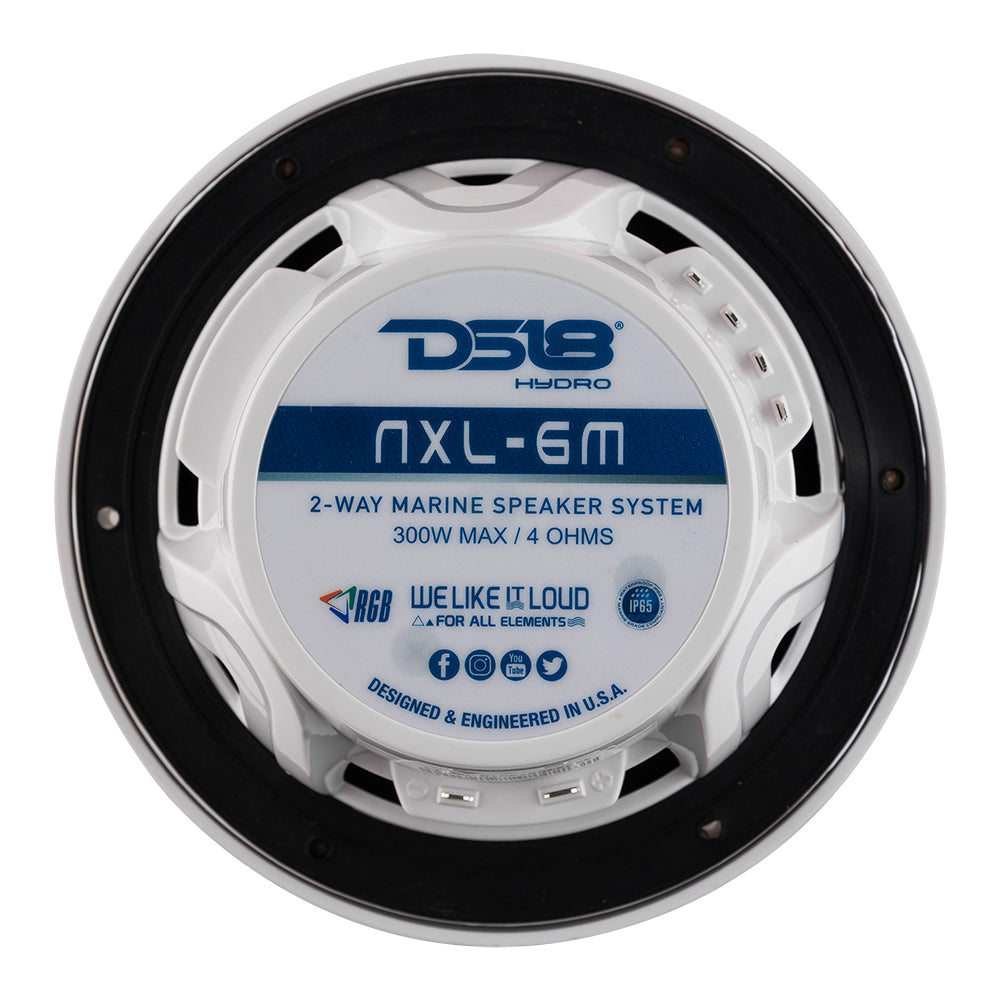 DS18 New Edition HYDRO 6.5" 2-Way Marine Speakers w/RGB LED Lighting 300W - White [NXL-6M/WH]