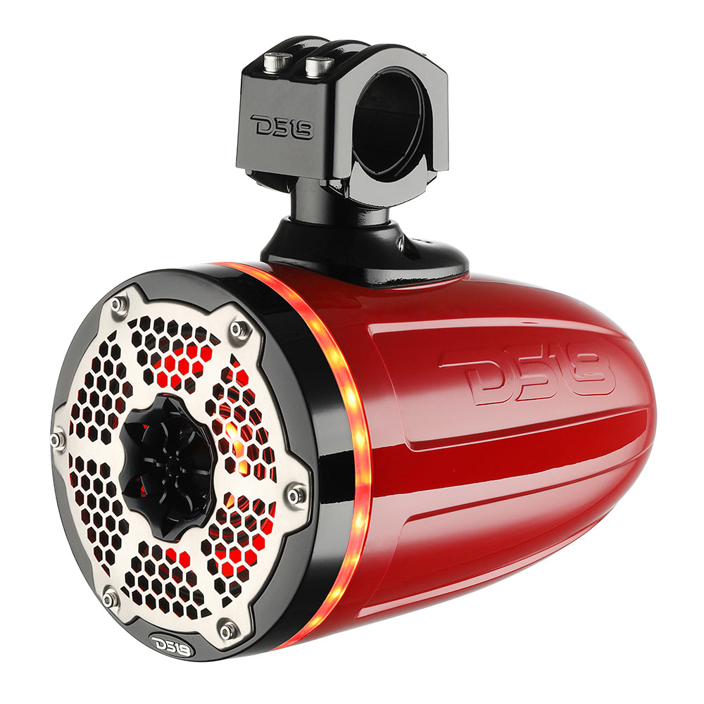 DS188" Neodymium Marine Towers w/Built-in Passive Radiator, 1" Driver  RGB LED Light - 550 Watts (Pair) - Red [NXL-X8TPNEO/RD]