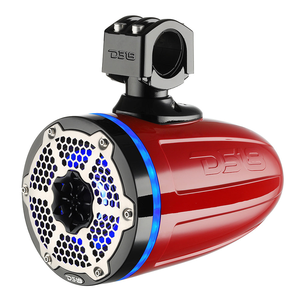 DS18 6.5" Neodymium Marine Towers w/Built-in Passive Radiator, 1" Driver  RGB LED Light - 450 Watts (Pair) - Red [NXL-X6TPNEO/RD]