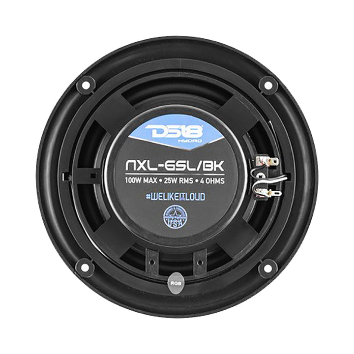 DS18 HYDRO 6.5" 2-Way Marine Slim Speakers w/RGB LED Lighting 100W - Black [NXL-6SL/BK]