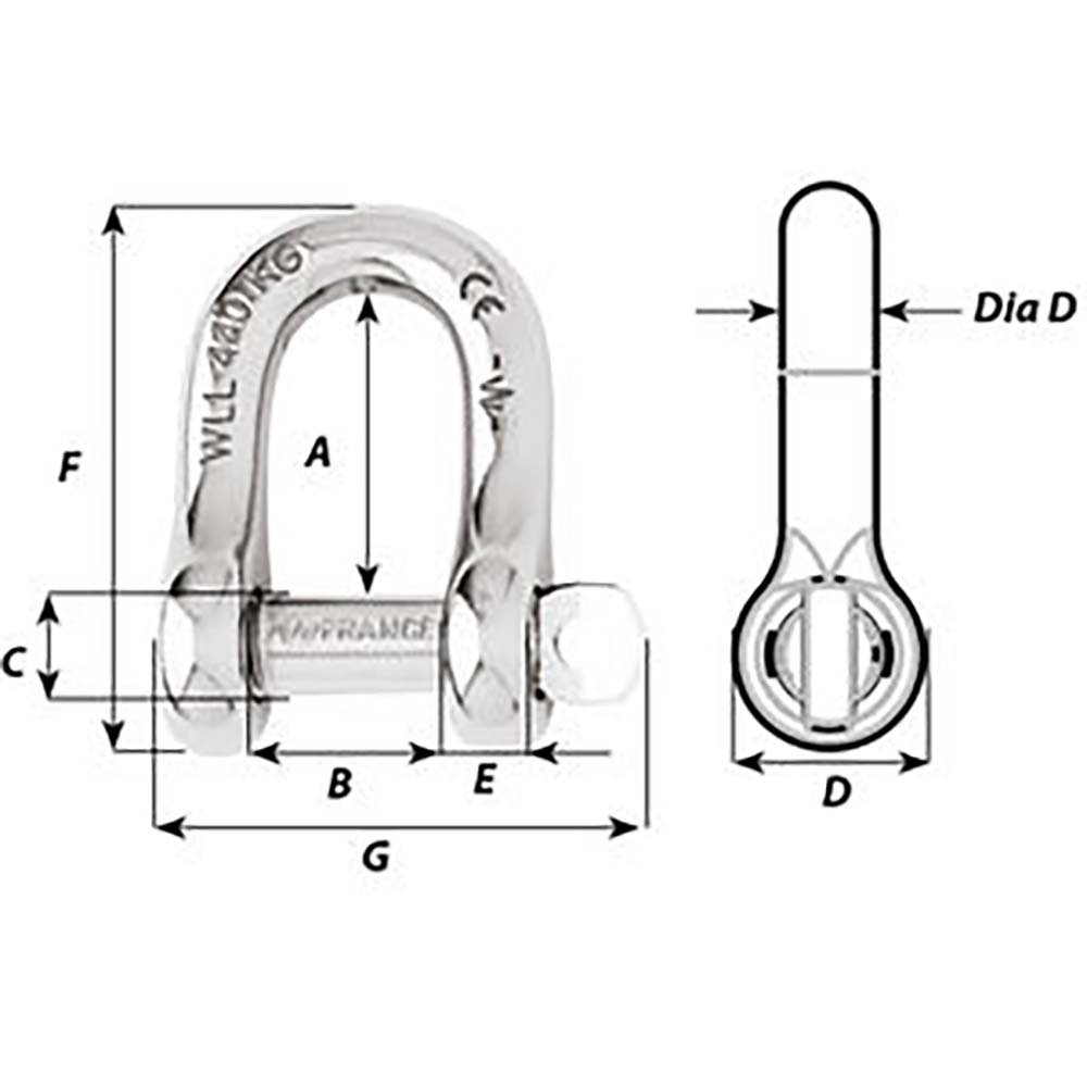 Wichard Captive Pin D Shackle - Diameter 4mm - 5/32" [01401]