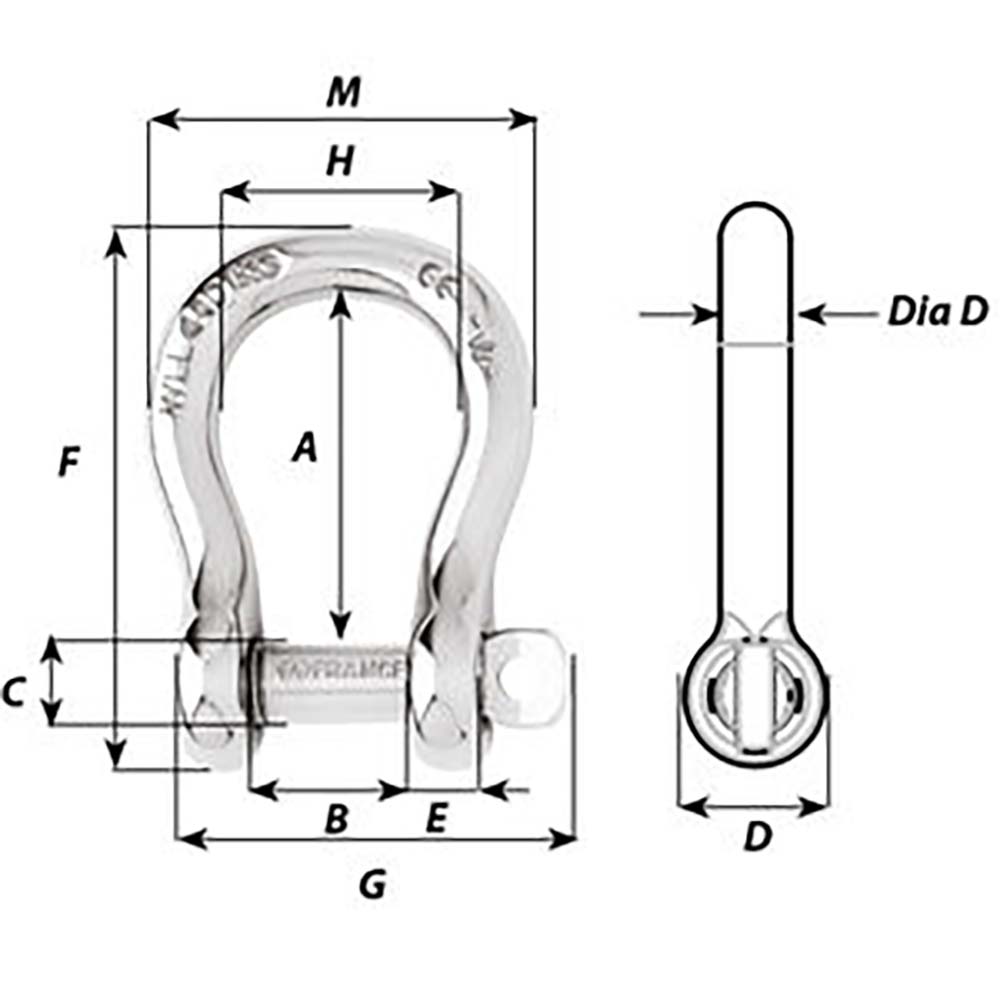 Wichard Captive Pin Bow Shackle - Diameter 6mm - 1/4" [01443]